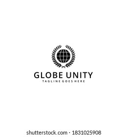 Creative modern globe World with nature leaves Logo Template vector illustration