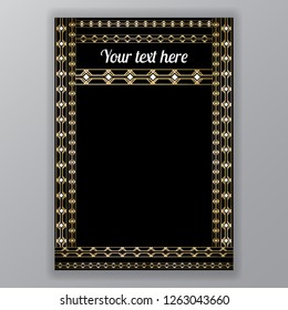 Creative modern golden-black, A4 page, menu, card, invitation, geometric template in a Art Deco and Art Nuvo style, beautiful background .