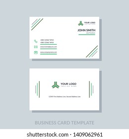 Creative modern green business card template. Flat design, vector abstract geometric background.