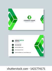 Creative modern green business card template. Flat design, vector abstract geometric background.