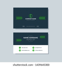 Creative modern green business card template. Flat design, vector abstract geometric background.