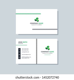 Creative modern green business card template. Flat design, vector abstract geometric background.
