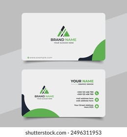 Creative modern green business card design, name card corporate visiting card and simple clean template vector design
