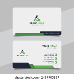 Creative modern green business card design, name card corporate visiting card and simple clean template vector design