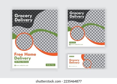 Creative Modern Grocery Flyer Social Media Post and Web Banner Template Design