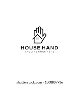 La mano moderna creativa se conecta con el diseño del logo de la casa.