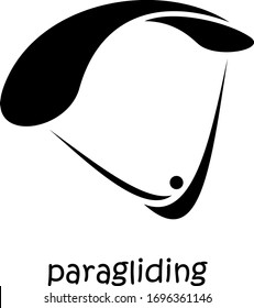 Creative modern hand drawn logo for paragliding sport. Vector illustration, EPS 10.