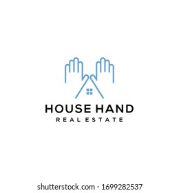 Creativa mano moderna con el diseño del logotipo vectorial de la casa.