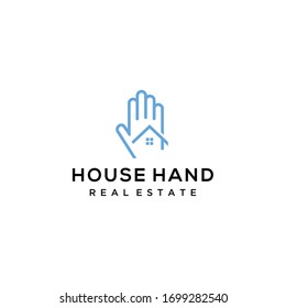Creativa mano moderna con el diseño del logotipo vectorial de la casa.