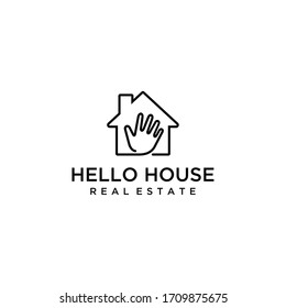 Creativa mano moderna con el diseño del logotipo vectorial de la casa.