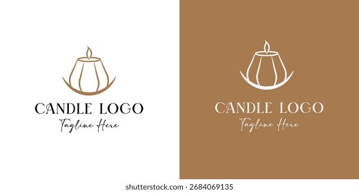 Creative modern hand-drawn line art vector illustration candle with flame logo design template for business wellness and  Spirituality