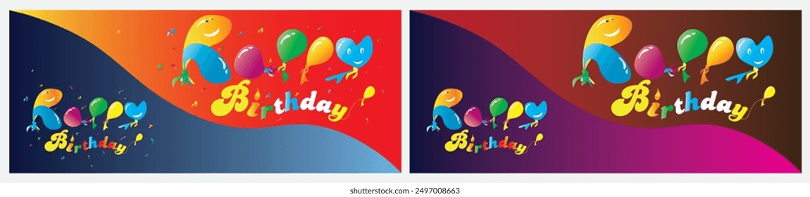 Kreative moderne Happy Birthday Typografie mit Ballons, Happy Typografie mit Ballons Formen,   Happy Weekend, Kinder Geburtstag Vektor   Design 