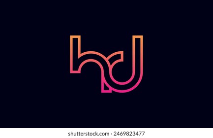 Creative And Modern HD Logo. Initial Letter HD Logo Design on Black Background.