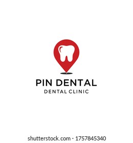 Creative modern Health Logo design vector template Dental clinic with pin location sign Logotype
