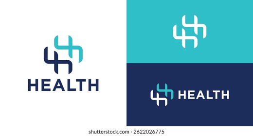 Modelo de logotipo de saúde moderno criativo. Letra abstrata H iniciais com ilustração de vetor de design de logotipo de saúde cruzada.