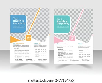 Creative and modern health service or medical flyer design template.