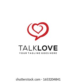Creative modern heart Love with bubble talk sign vector logo Decorative design 