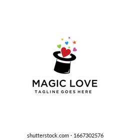 Diseño decorativo de creativo corazón moderno Amor y magia de sombrero vectorial 