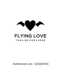 Creative modern heart Love with wings flying vector logo Decorative design 