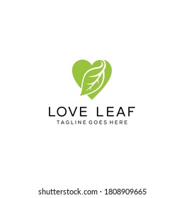 Creative modern heart sign with green leaves inside