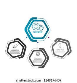 creative modern hexagon timeline infographic template element for workflow,process,presentation with modern hexagon concept design vector