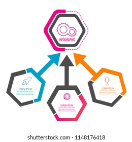 creative modern hexagon timeline infographic template element for workflow,process,presentation with modern hexagon concept design vector