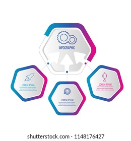 creative modern hexagon timeline infographic template element for workflow,process,presentation with modern hexagon concept design vector