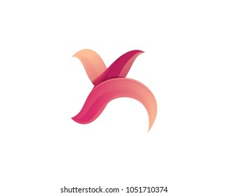 Creative Modern High Detail Realistic Red X Letter Alphabet Gradient Logo Illustration In Isolated White Background