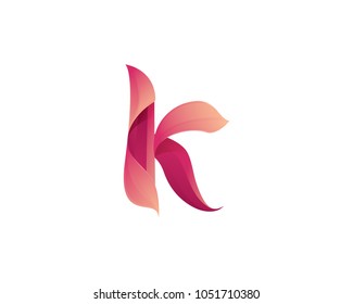 Creative Modern High Detail Realistic Red K Letter Alphabet Gradient Logo Illustration In Isolated White Background