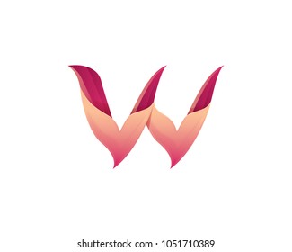 Creative Modern High Detail Realistic Red W Letter Alphabet Gradient Logo Illustration In Isolated White Background