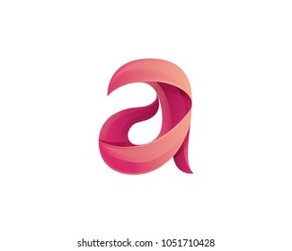 Creative Modern High Detail Realistic Red A Letter Alphabet Gradient Logo Illustration In Isolated White Background