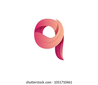 Creative Modern High Detail Realistic Red Q Letter Alphabet Gradient Logo Illustration In Isolated White Background