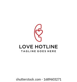 Kreative moderne Hotline-Love-Center-Logo-Design-Vorlage.