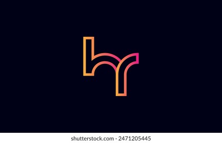 Creative And Modern HR Logo. Initial Letter HR Logo Design on Black Background.