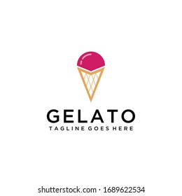 Creative modern ice cream sign logo design template.