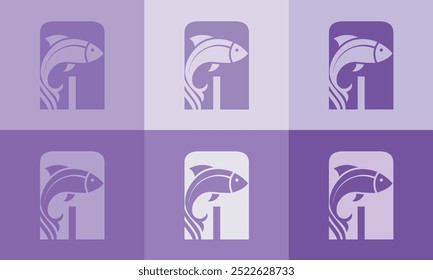 Creative Modern A Icon Fish Logo with colorful Icon Vector 