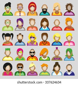 Creative modern icons avatars with men and women persons..Vector  illustration