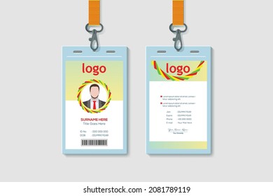 Creative Modern ID Card Template. Vertical Double-sided Flat Identity Card Design Vector Illustration