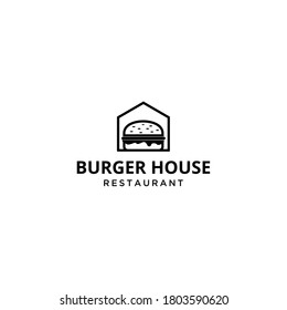 Creative modern Illustration burger with house sign logo vector sign emblem