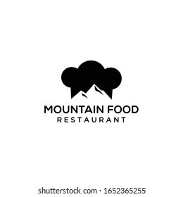 Creative modern Illustration chef hat with vintage mountain sign logo vector sign emblem