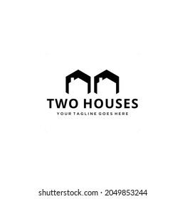 Creative modern illustration minimalist two houses sign logo design template 