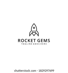 Kreativ-moderne Illustrationsraketen mit Diamant-Logo-Symbol, Vektorgrafik-Vorlage