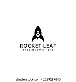 Creative modern illustration rocket space with leaf or plant logo icon vector template