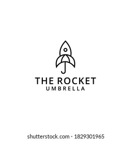 Creative modern illustration rocket space with umbrella logo icon vector template