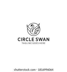 Creative modern illustration simple Swan water on circle sign logo design template