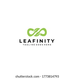 Creative modern infinity with leaf sign logo design