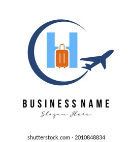 Creative Modern Initial H Letter Travel Agency, Transportation, Trip, Vacation, Tour service company. Traveler Business Logo Concept