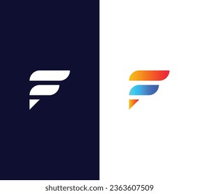 Logo De La Letra Inicial Creativa Moderna F. Logo blanco sobre fondo negro. Usable para logotipos de empresas. Elemento de plantilla de diseño de logotipo de vectores planos