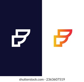 Creative Modern Initial Letter F Logo. White Logo on Black Background. Usable for Business Logos. Flat Vector Logo Design Template Element