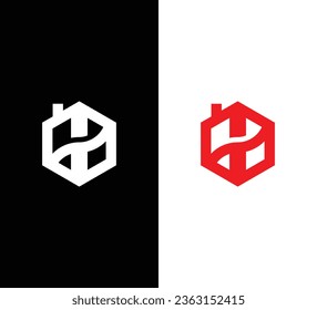 Logo De La Carta Inicial Creativa Moderna H. Logo blanco sobre fondo negro. Usable para logotipos de empresas. Elemento de plantilla de diseño de logotipo de vectores planos